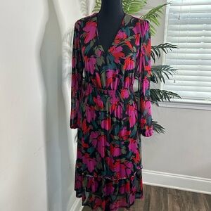 Kate & Lily Floral Midi Dress • Size 4 • Whimsical Goth Cottagecore